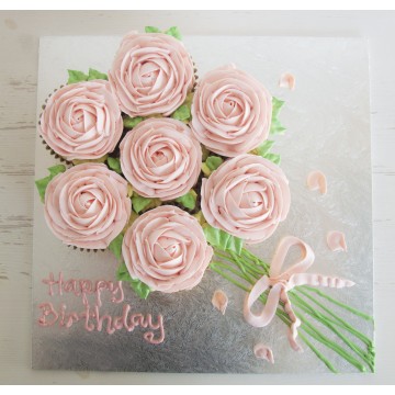 Lychee Rose Cupcake Bouquet